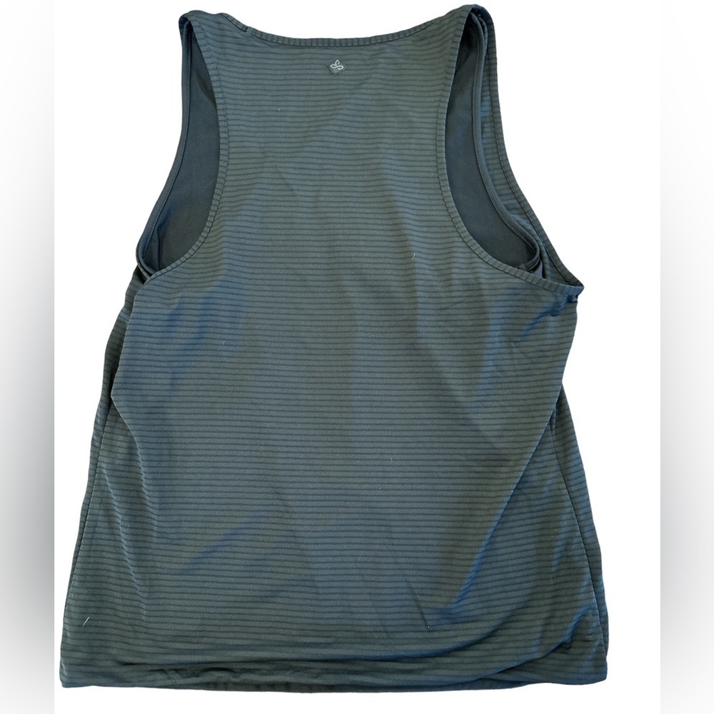 Prana Two Layer Workout Tank BlackGray Striped Excellent Medium - Picture 2 of 4